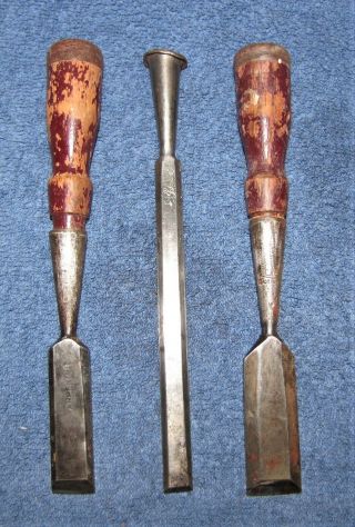 Vintage Wood Chisels By Lakeside (1/2 ") ? (3/4 ") Pexto (15/16 ") - Made In Usa