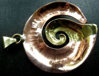 Fabulous vintage spiral shell design copper brass pendant for necklace 2
