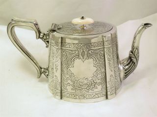 Large Ornate Silver Plated Tea Pot By J H Potter