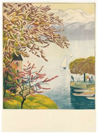 Vintage Swiss Travel Poster Emil Cardinaux Spring Time In Switzerland