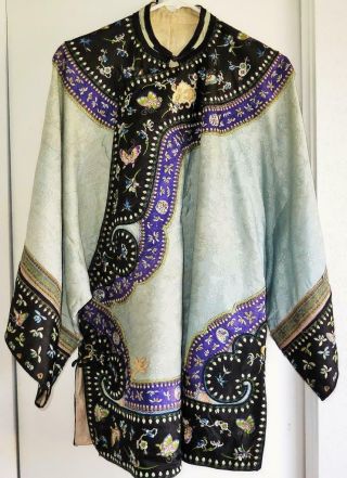 19th C.  Chinese Qing Dynasty Silk Embroidery Robe Spectacular Butterflies