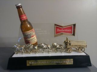 Vintage Budweiser King Of Beers World Champion Clydesdale Horses Lighted 3d Sign