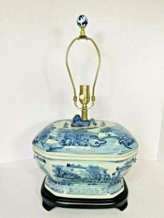 Antique 18th/ 19th C Chinese Porcelain Canton Soup Tureen Custom Lamp