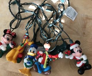 Vtg Disney Mickey Minnie Mouse,  Goofy Pluto Donald Duck Christmas String Lights