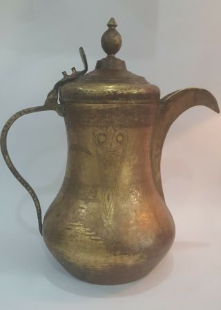 Dallah Coffee Pot Antique Handmade Middle East Arab Islamic Gulf Brass H 46cm 2