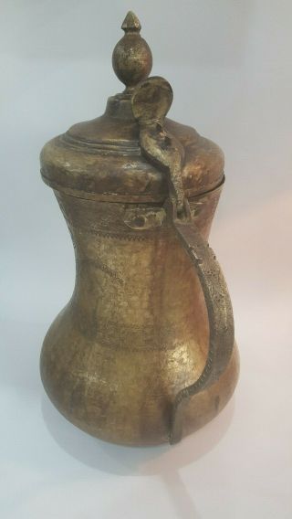 Dallah Coffee Pot Antique Handmade Middle East Arab Islamic Gulf Brass H 46cm 3