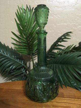Vintage Zodiac Green Glass Decanter - Made In Italy