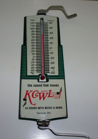 Vintage Radio Advertising Wall Mount Thermometer Kcwl " The Sound That Moves "