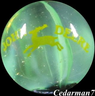 Cedarman7,  Awesome Vintage 23/32 " Wet Marble King John Deere Logo Cateye