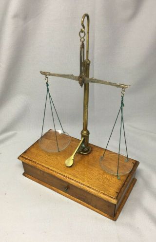 Vintage,  Antique,  Apothacary Balance Beam Scales With Weights