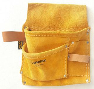Husky No.  Pk489x Tool Pouch Bag - Custom Leather Craft - Vtg - Roofer Work - Rivited