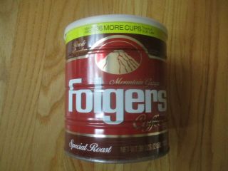 Folgers Mountain Grown Coffee Can,  48 Oz,  With Lid,  Vintage 1984 Tin