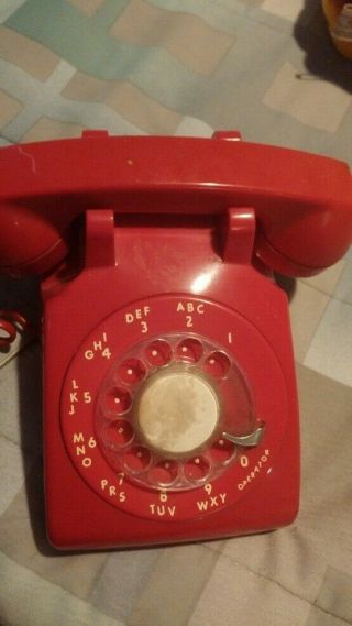 Vintage Red Rotary Desk Phone - Metropolitan Tele - Tronic - Still