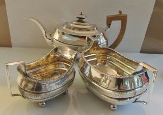 Antique English Sterling Silver Tea Set 1807 London Maker Initial HS 2