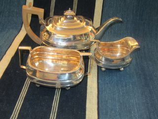 Antique English Sterling Silver Tea Set 1807 London Maker Initial HS 3