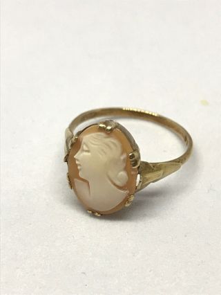 Vintage 9ct Gold Cameo Ring Size O Not Scrap 2