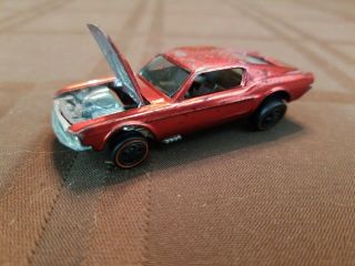 Vintage Hotwheels Redline 1968 Custom Mustang Red Mattel Car