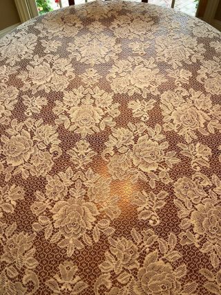 Vintage Ivory Colored Lace Tablecloth 60 X 83