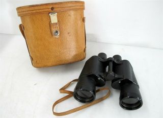 Vintage Upatco 7x50 Coated Lens Field 7.  1º Binoculars W/ Brown Leather Case