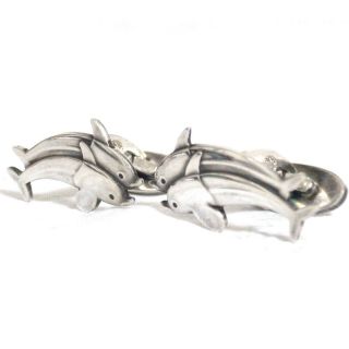 Authentic Georg Jensen 129 Sterling Silver 925 Double Dolphin Cufflinks Vintage