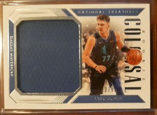 2018 - 19 National Treasures Colossal Luka Doncic Rc Rookie Jumbo Jersey 03/99