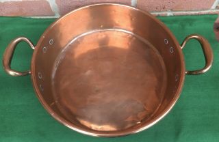 Antique Victorian Copper Jam Preserving Handled Pan Kitchenalia 35cm Dia 2