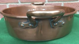 Antique Victorian Copper Jam Preserving Handled Pan Kitchenalia 35cm Dia 3
