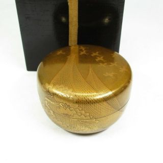 D564: Highest Class Japanese Lacquered Powdered Tea Container W/wonderful Makie