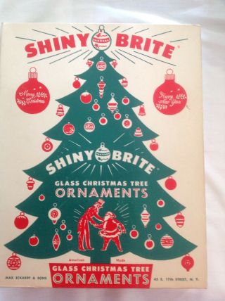 Vtg Christmas Tree Shiny Brite Christmas Ornaments Box Only 11 " X 8 1/2 "