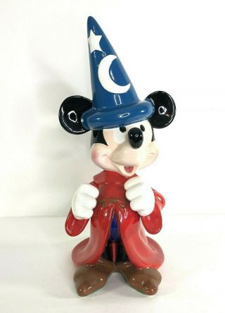 Vintage Walt Disney Schmid Mickey Mouse Fantasia Wizard 1 Ft Ceramic Music Box