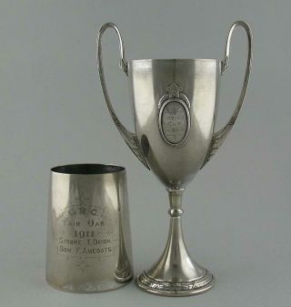 Pair Antique Indian Calcutta Rowing Club Rowing Trophy Cups India Cup 1911