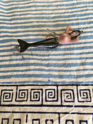 Vintage " Happy Hooker " Style Mermaid Naked Girl Fishing Lure Double Treble Hook