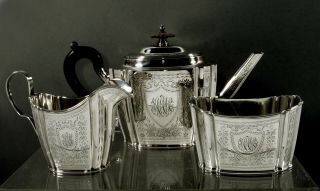 Gorham Sterling Tea Set 1908 - 1912 Hand Decorated