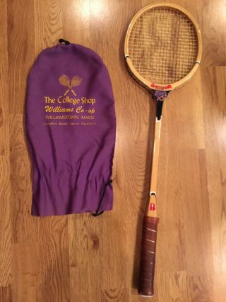 Vintage Williams College Shop,  Ma Cover Bancroft Pro 70 Bamboo Squash Racquet