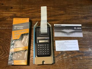 Vintage Sharp El - 1609 B Pocket Printer Calculator Box Instructions Batteries