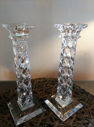 Vintage 24 Lead Crystal Candle Holders Made In Slovenia,  Set Of 2