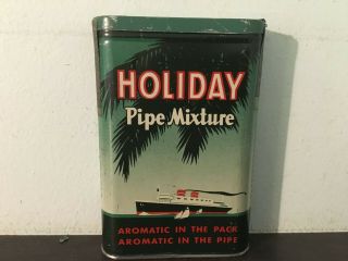 Vintage Empty Pocket Tobacco Tin - Holiday - Antique - Advertising