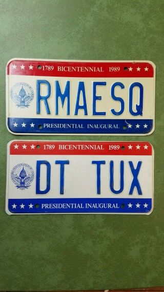 Washington Dc District Of Columbia Vanity License Plates Presidential Inaugural