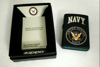 2018 Us Navy Logo Zippo Lighter Dark Blue Unfired