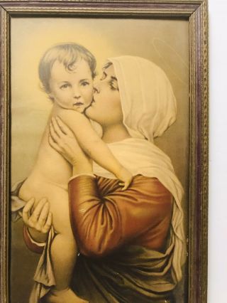 Vtg Antique Art Deco Print Madonna And Child By Borin Mfg Co.  Chicago 1920 