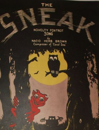 Vintage Halloween The Sneak Novelty Fox - Trot Song Sheet Music Owl Moon Devil Bat