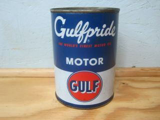 Vintage Gulf Gulfpride Motor Oil Metal Quart Can Petroliana Gas & Oil