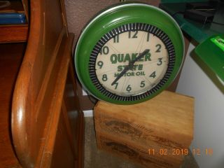 Antique Vintage Neon Clock 22 " Quaker State Motor Oil Sign