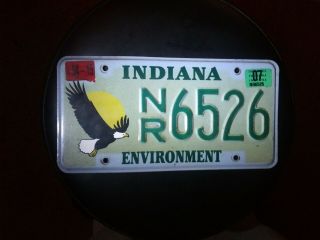 Indiana Environment License Plate With Eagle Expired 2007=embossed