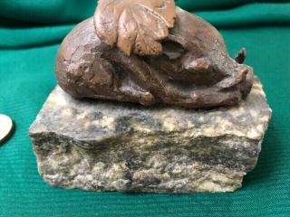 Bronze Warthog Sculpture On Marble Base