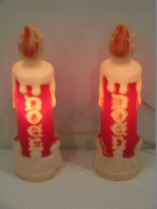 Vintage 13 " Noel Candle Blow Mold With Lights Empire Usa Christmas 1970