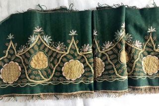 Rare Antique Embroidered Metallic Gold Thread Pelmet Valance Hanging Panel