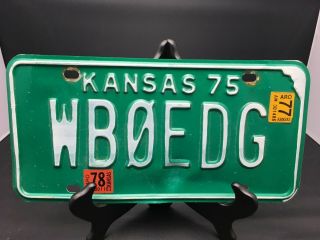Vintage Kansas 1975 Personalized License Plate W Ham Radio Call Sign