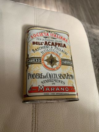 Societa Italiana Polvere Da Caccia Senza Fumo Vintage Gunpowder Tin