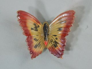 Vintage Reverse Painted Lucite Celluloid Butterfly Figural Brooch Pin